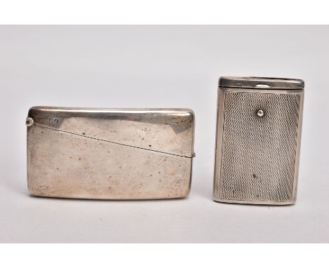 A SILVER CARD CASE AND A VESTA, the card case of a plain polished design, gilt interior, hallmarked 'S Blanckensee &amp; Son 