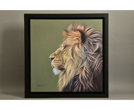 DARRYN EGGLETON (SOUTH AFRICA 1981) 'KING OF THE SAVANNAH' limited edition portrait of a lion 81/195, signed with certificate