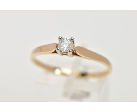 A 9CT GOLD SINGLE DIAMOND RING, designed with a four-claw set, round brilliant cut diamond, 0.25cts, colour assessed as H-I, 