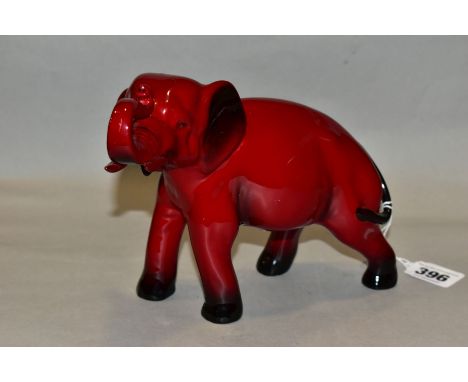 A ROYAL DOULTON FLAMBE ELEPHANT IN SALUTE, HN891A, printed marks, height 14cm (Condition:- one trunk restored, otherwise good