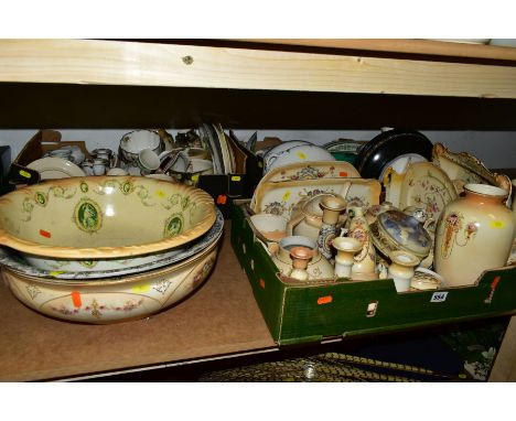 THREE BOXES AND LOOSE OF EARLY 20TH CENTURY CERAMIC ITEMS to include a box of blush ivory decorated wares by makers including