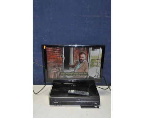 A LG 22LG3000 22in TV with remote and a Panasonic DVD Video Recorder (error message on readout) (both PAT pass and working un