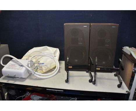 A PAIR OF VINTAGE GOODMANS RB35 HI FI SPEAKERS (tested and working but foam speaker surround deteriorated) with Sony speaker 
