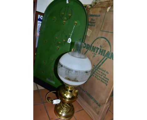 'CORINTHIAN' BAGATELLE BOARD, LAMP AND BOXING POSTER, comprising Bagatelle board with original box (some wear to board, box h