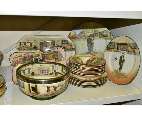 SEVENTEEN PIECES OF ROYAL DOULTON CHARLES DICKENS SERIES WARE featuring characters from Oliver Twist, Bleak House, Dombey &am