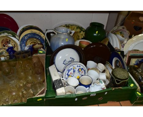 SIX BOXES OF CERAMICS AND GLASSWARES, to include vintage Carltonware coffee pot No.2854 and leaf dish 'Rouge Royale' No.2367/