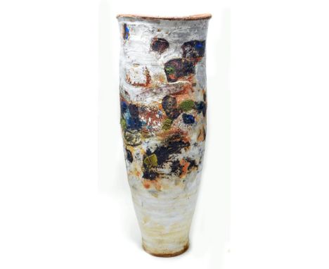 ROBIN WELCH (born 1936); a monumental stoneware floor vase, textured polychrome surface, impressed RW mark, height 61cm. (D) 