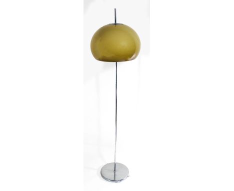 HARVEY GUZZINI; a 1960s-1970s floor lamp with burnt umber shade on chrome stand, height 148cm   CONDITION REPORT:  Slight mis