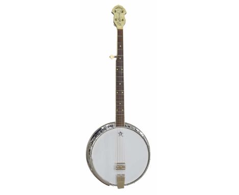 Bacon Belmont five string banjo, with sunburst resonator, mother of pearl dot inlay to the fretboard and inscribed Bacon Belm