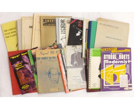 Large quantity of musical instrument scores relating to the clarinet and saxophone&nbsp;(over thirty) - **Images of hand writ