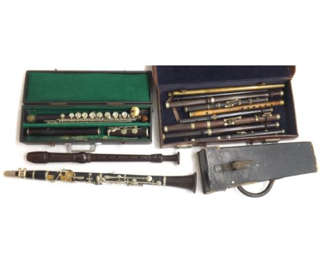 Rudall Carte &amp; Co Ltd Boehm system flute, case; also a French clarinet by and stamped Made in France Especially for Harol