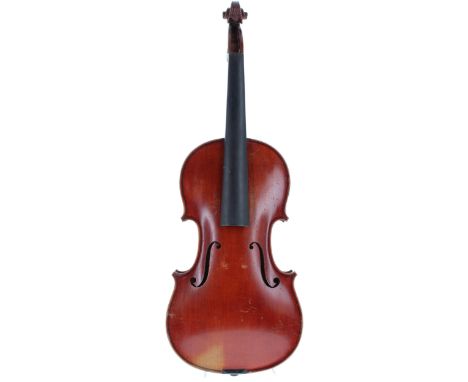 French violin labelled Charles Brugere Luthier, 11 Faubourg Poissonniere, Paris, no. 186, A.N.1918; also stamped Ch. Brugere 