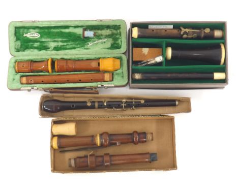 An incomplete B? clarinet by John Parker, London; also the lower joint of a two-keyed oboe by George Astor, London, the upper