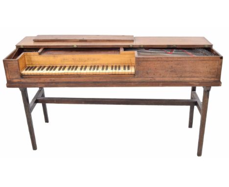 Square piano by Jacob Ball, London, 1792, the case of mahogany with holly and stained fruitwood stringing, the fascia board a