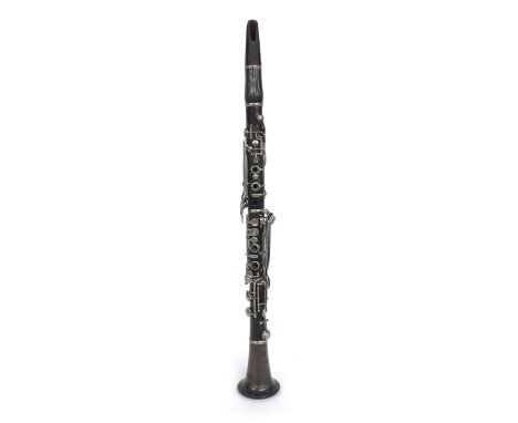 Ebonite Bb clarinet with German silver keywork, stamped Made by C.G.Conn, Elkhart Ind., circa 1900, length 63.8cm - **Conn Pa