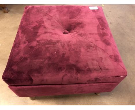 Pouffe and storage in burgundy velvet