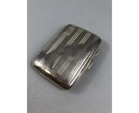 Hallmarked Birmingham silver Cigarette case with Engine turned decoration maker J.C Ltd