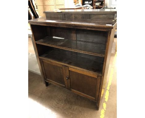 Oak two shelf unit with cupboard under