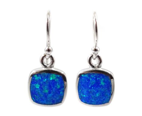 Pair of silver opal pedant earrings, stamped 925 Condition Report Click here for further images, condition, auction times & d