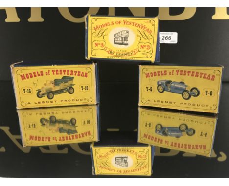 3 MODEL OF YESTER YEAR No.Y3 - "E" CLASS TRAMCAR, No.6 "SUPERCHARGED BUGATTI" TYPE 32 & No.Y-16 "SILVER VETERAN AUTOMOBILE" (