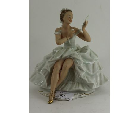 Goebel figurine of a Lady in white with vanity mirror 