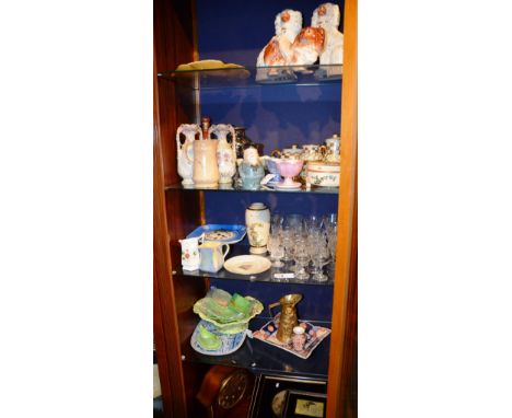 A large quantity of pottery, glass and collectables, to include Japanese Imari dish, silver overlaid glasses and a vintage 8-