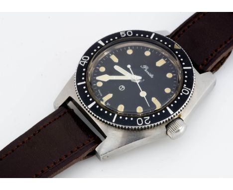 PRECISTA, A rare c1980s Precista Military / Royal Navy Diver's automatic stainless steel wristwatch, 39mm, black dial with lu