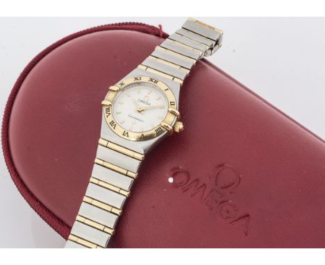 A modern Omega Constellation bi-metal lady's wristwatch, 23mm, white dial with gilt batons, rear cover marked 57060081, on st