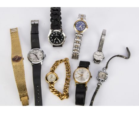 Eight vintage and modern wristwatches, including a Linmar manual wind, three ladies Rotary examples and others (8) 