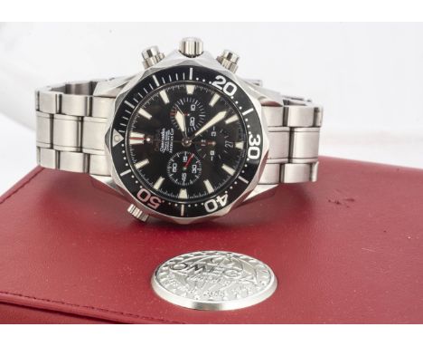 OMEGA, A modern Omega Seamaster Professional Chronometer America's Cup automatic stainless steel wristwatch, black dial havin