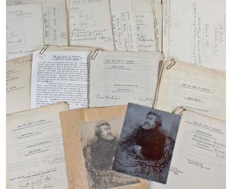 Freda Derrick original manuscript for the book on William Morris, together with the typed text and sketches