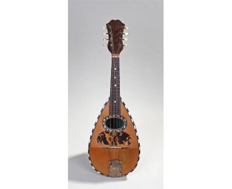 Mandolin, with rounded body, mother of pearl decoration and tortoiseshell decoration 