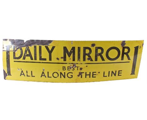 Enamel sign, Daily Mirror, Best all along the line, 1d, 118cm wide