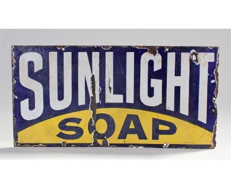 Enamel sign, Sunlight Soap, 46cm wide
