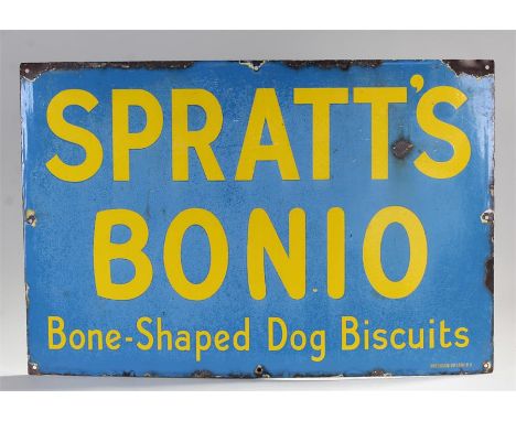 Enamel sign, Spratt's Bonio, Bone shaped dog biscuits, 77cm wide