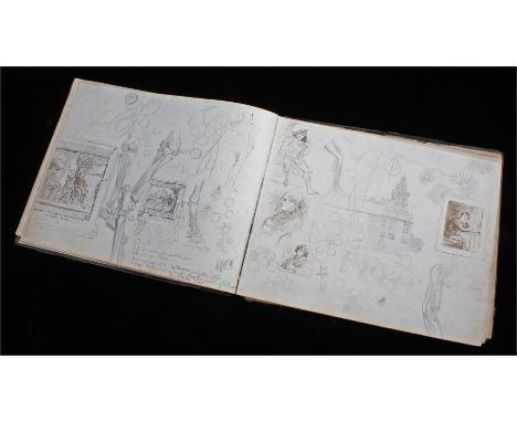 Attributed to Elizabeth Thompson (1846-1933) Lady Butler, a pencil sketch pad of various figures, scenes and imagery, one pag