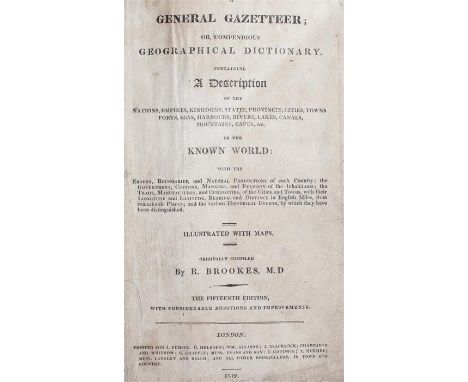 General Gazetteer, R Brookes, London 1819, with folding world map