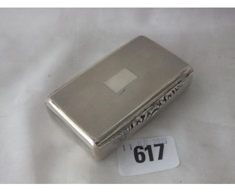 Georgian style rectangular snuff box, engine turned  sides, 3" wide B'ham mod. 80g.     