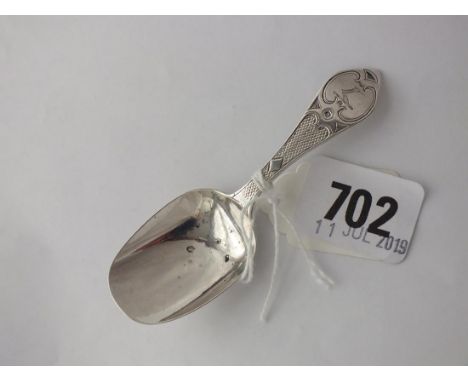 Victorian caddy spoon, engine turned handle, B'ham  1866 by GU 8g.       