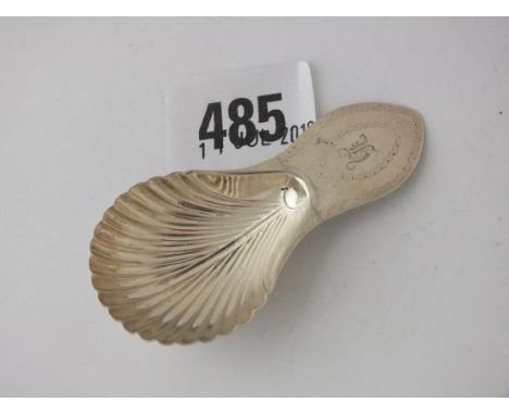 George III caddy spoon with shell bowl, 2.75" long  Shef 1794 by JR &amp; Co      