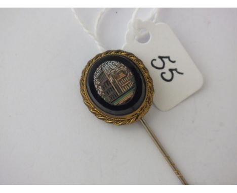 Gilt micro mosaic stick pin      