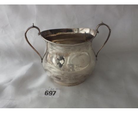 Baluster shaped oval sugar basin, 5" over handles  B'ham 1912 110g.       