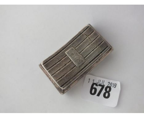 Georgian rectangular snuff box with reeded sides,  2.25" long B'ham 1814 by WP 38g.     