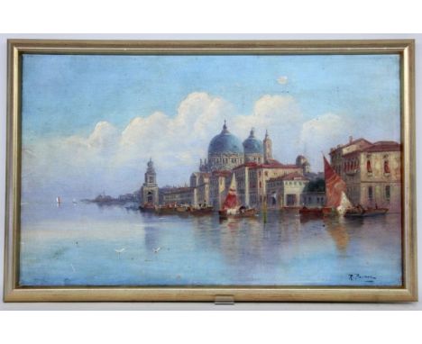 PACHER, R.um 1920 Blick auf die Kirche Santa Maria della Salute in Venedig. Öl/Lwd., signiert. 40x67cm, Ra.