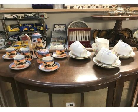 A coffee set and Old Country Spray cups, saucers, sugar bowl and milk jug