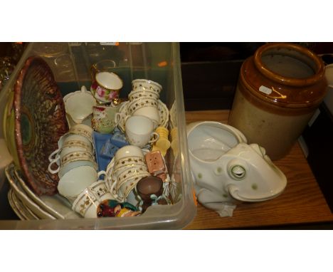 Assorted tea service, Studio ware bowl, Stoneware jar, frog planter etc 
