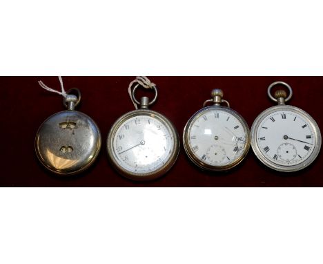 Pocket watch with digital numerical display and three other pocket watches (4)