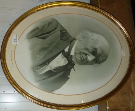 Oval gilt framed print depicting the Right Honourable W E Gladstone 