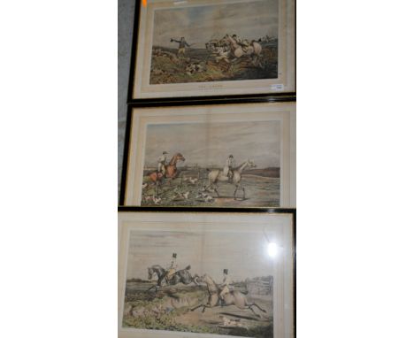 Three framed hunting prints entitles 'The Death', 'The Loop' & 'Going to Cover'