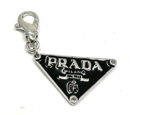 Hallmarked silver Prada Tag with dog clip 